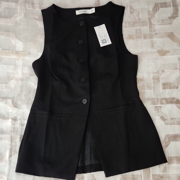 NWT Glassons Black Sleeveless Button-Up Vest -S - Picture 1 of 6